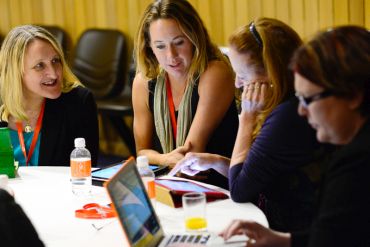 Groups Teachers working-close up