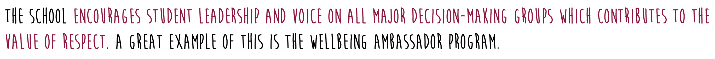 The school encourages student leadership and voice on all major decision-making groups 