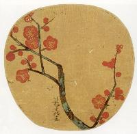 Plum_Blossoms',_ink_and_color_on_gold_paper_by_Ogata_Kôrin,_Japanese_fan,_1702,_Honolulu_Academy_of_Arts