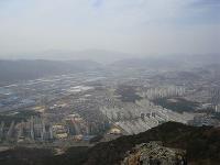 The industrial and residential areas of Changwon city, South Korea