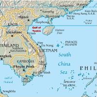 Physical map showing the path of the Mekong River