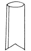 Paper tube with 'V' shape cut into one flattened end.