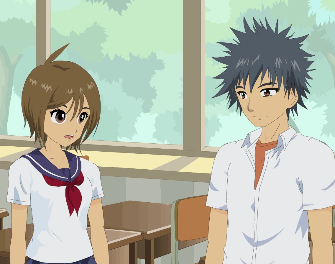 Boy and girl talking