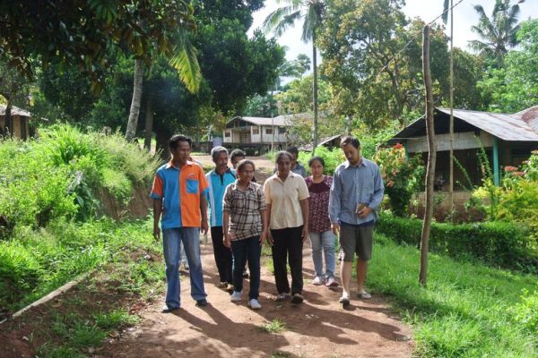 Nicholas Metherall with Indonesian friends
