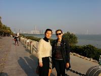 Two women standing on a boulevard in China